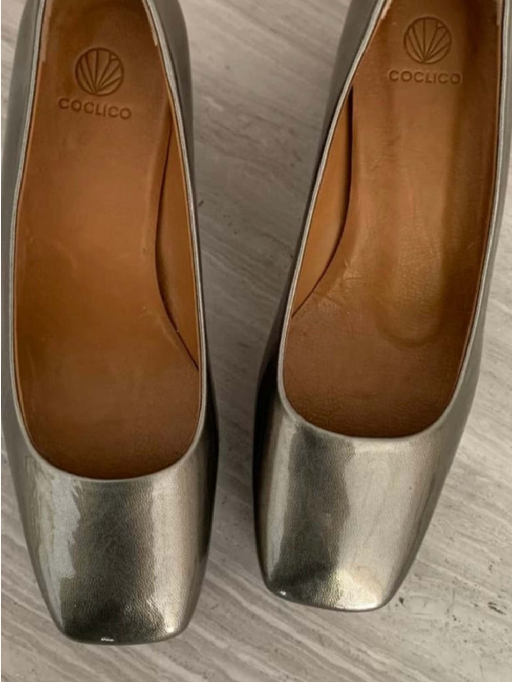COCLICO Metallic Silver Square-Toe Pumps - Picture 2 of 5
